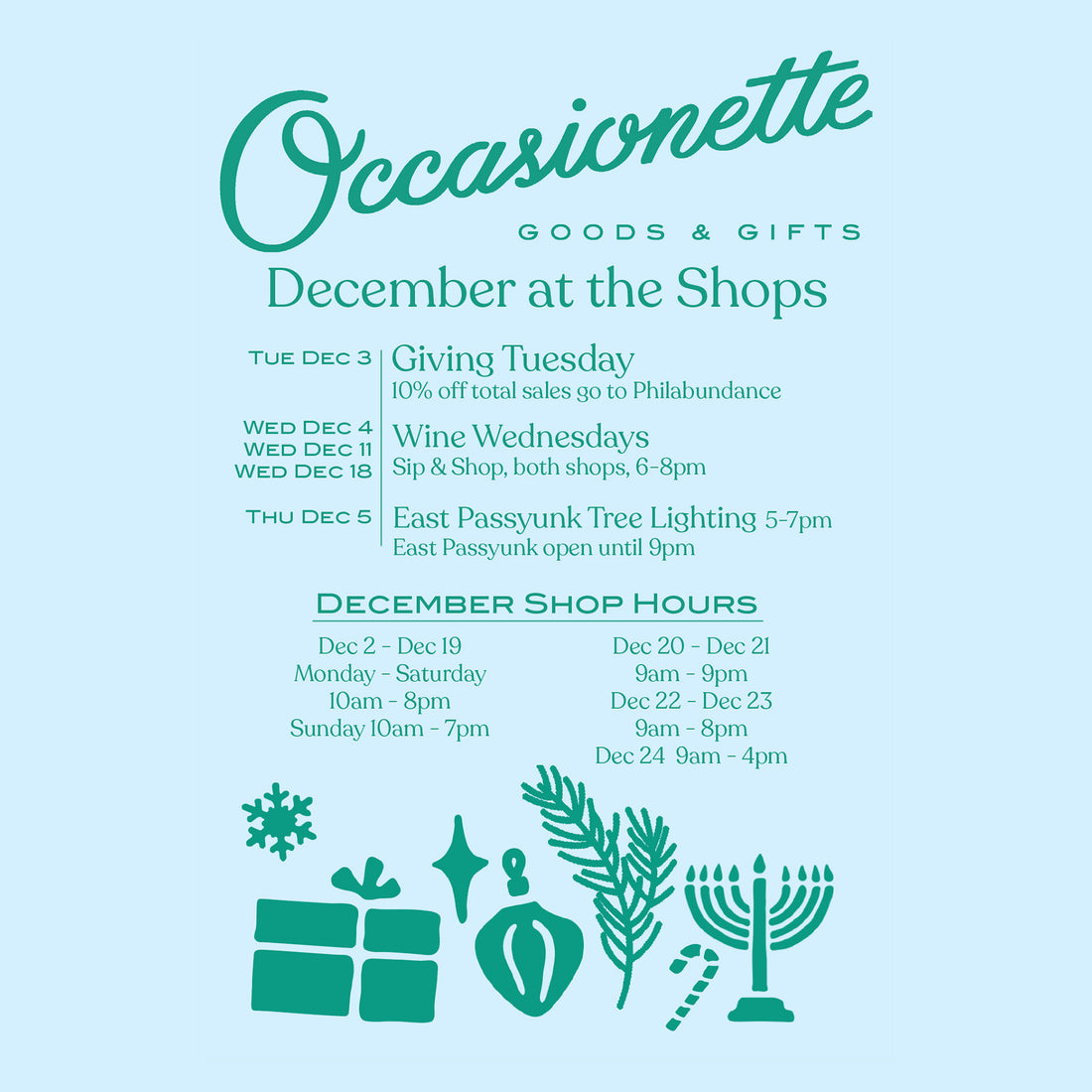 December Events at the shop