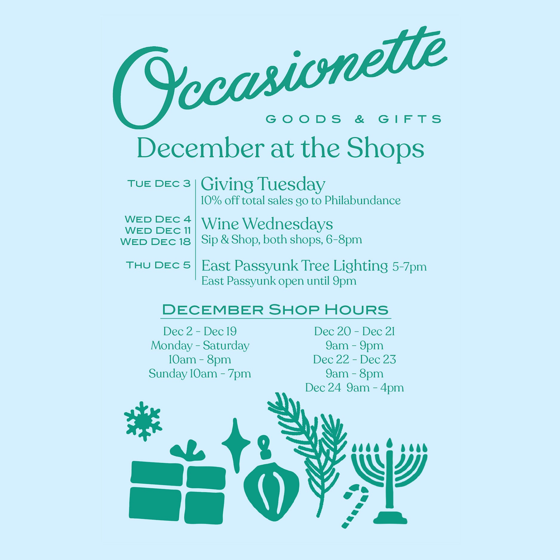 December Events at the shop