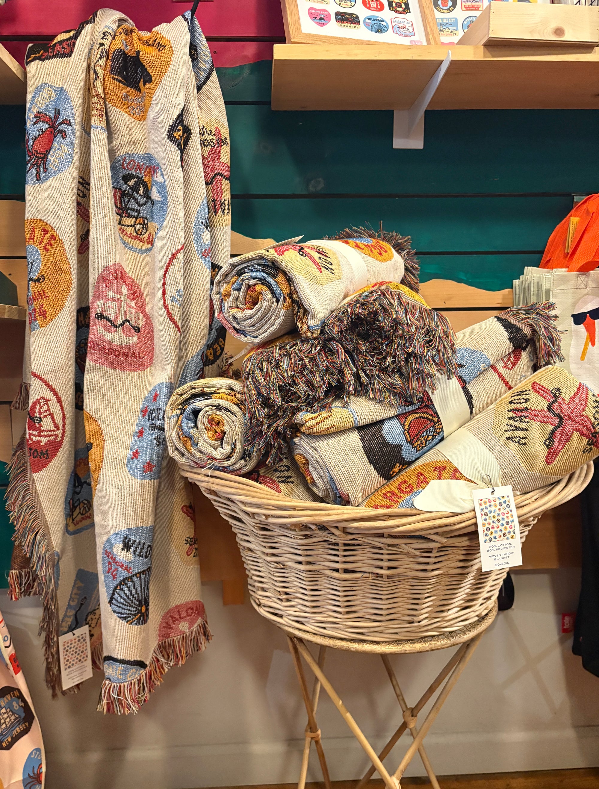 Beach Tags Woven Throw Blanket