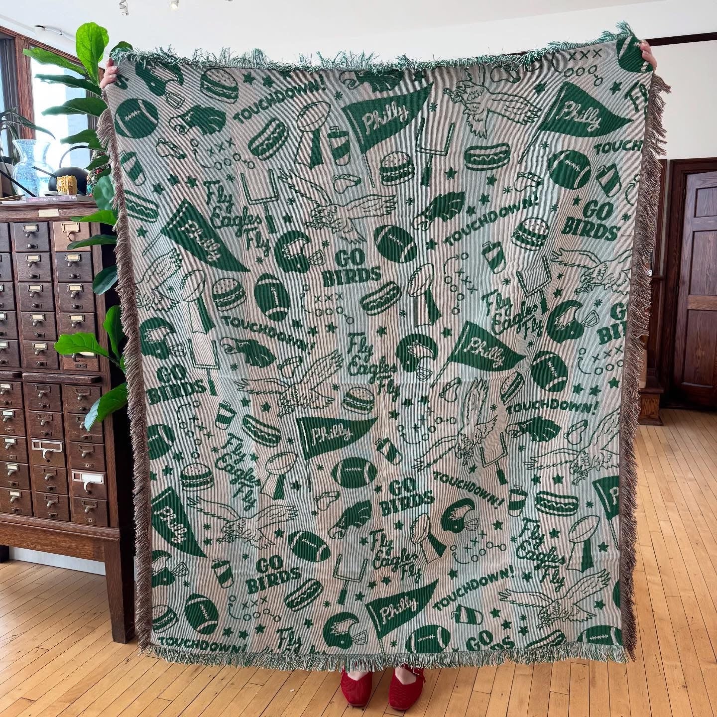 Eagles Striped Woven Throw Blanket