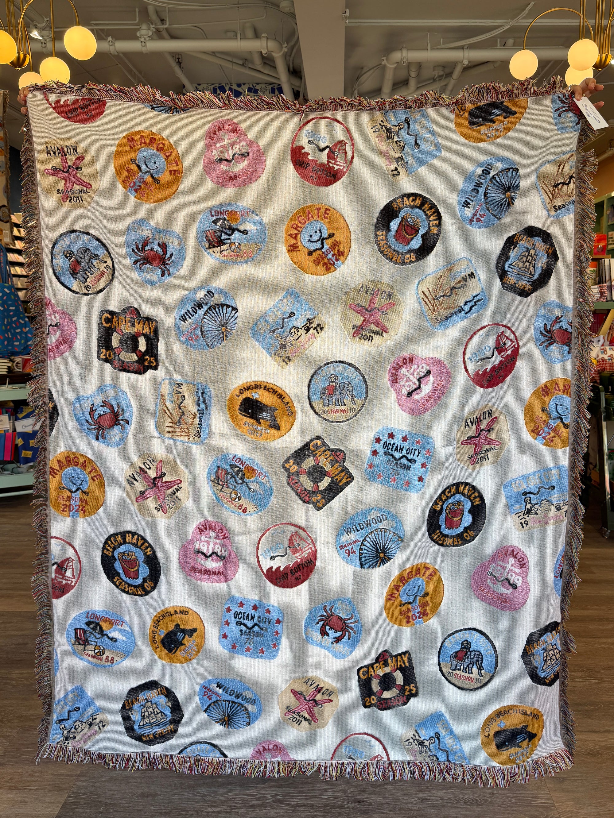 Beach Tags Woven Throw Blanket