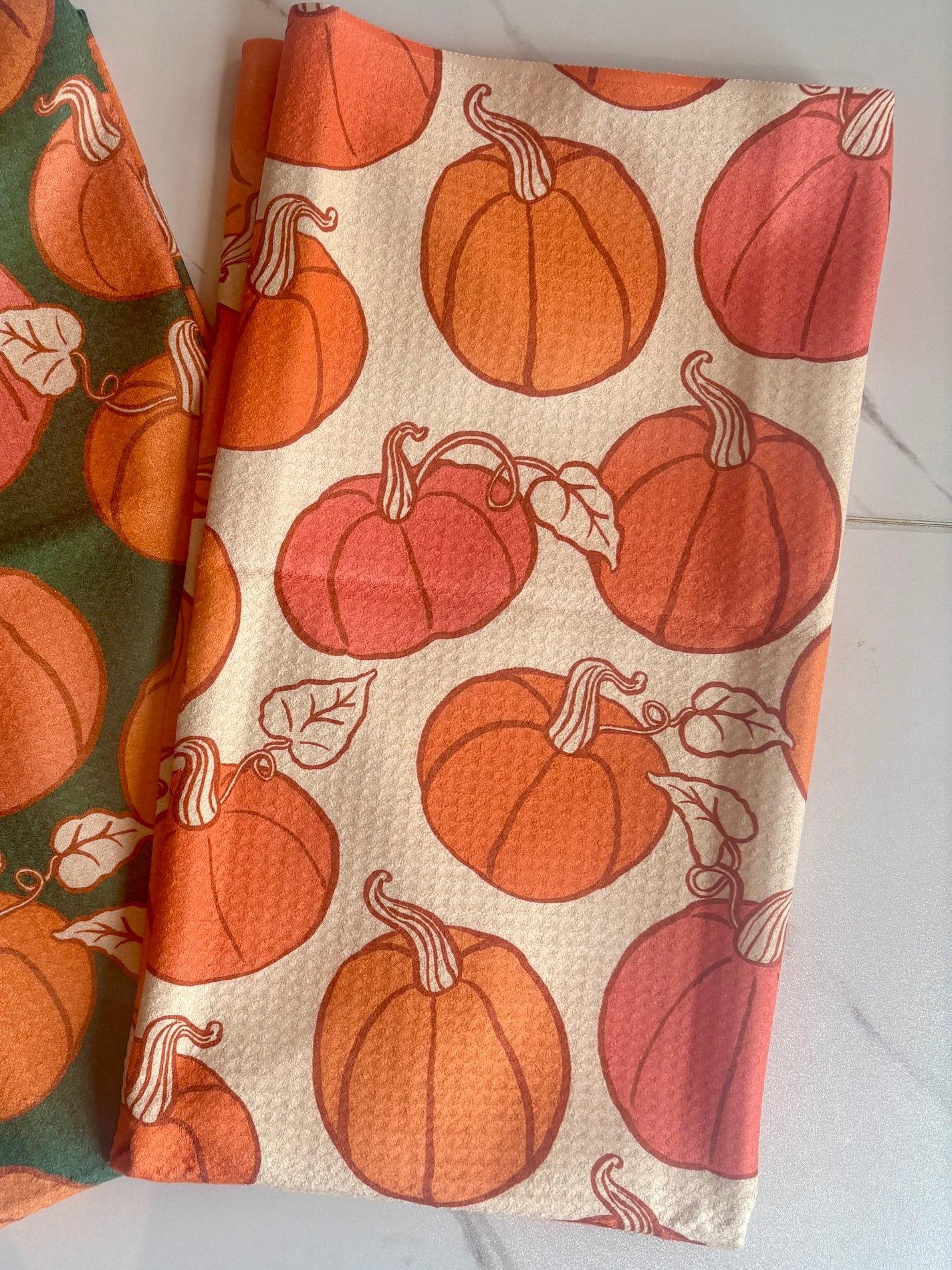 Pumpkins on Ivory Kitchen Towel