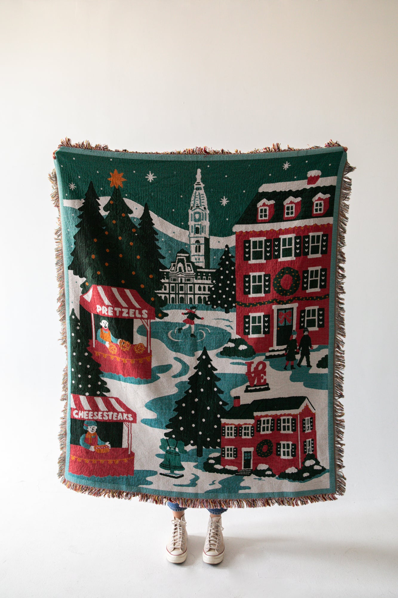 Philadelphia Holiday Square Woven Throw Blanket