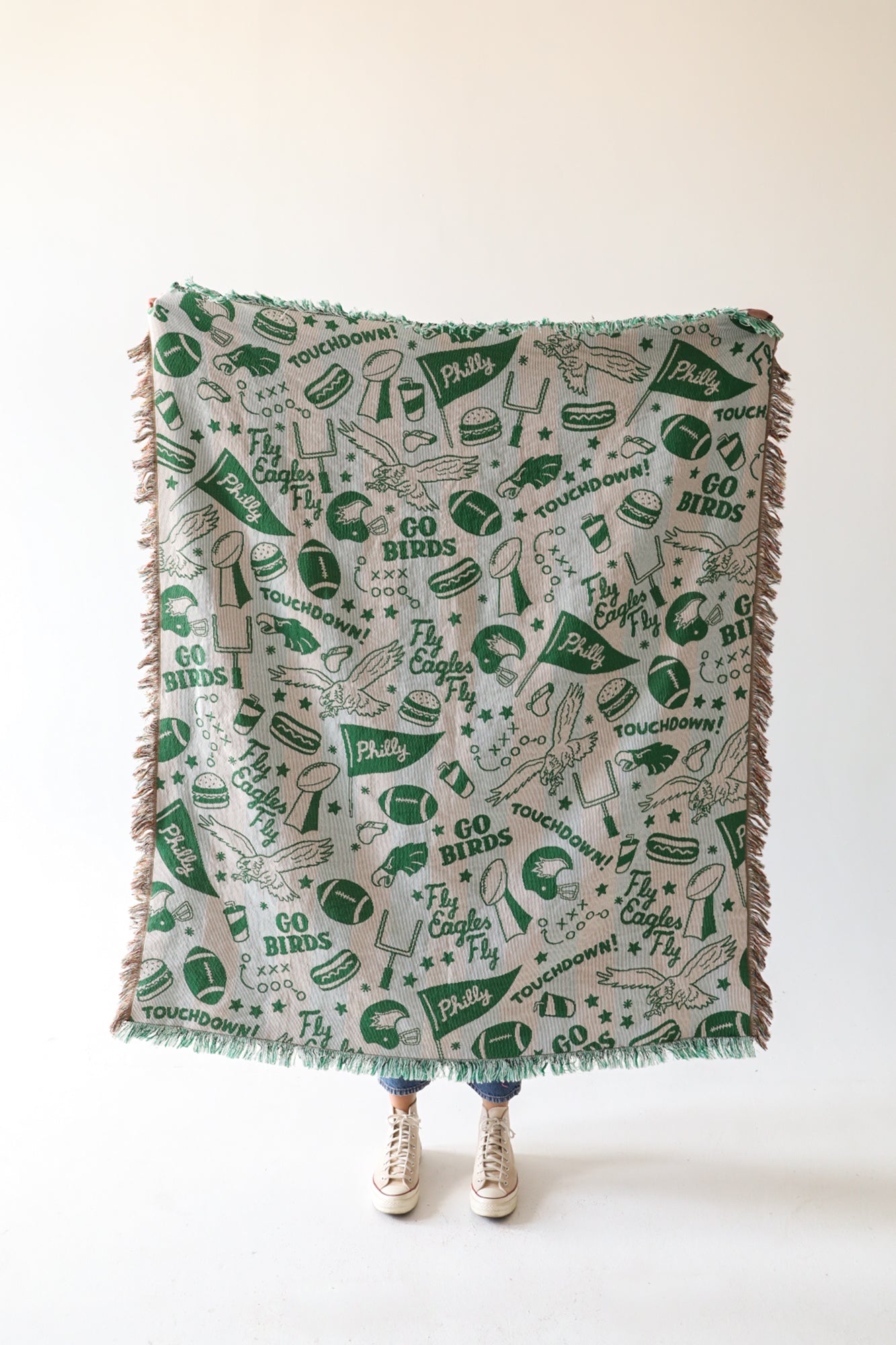 Eagles Striped Woven Throw Blanket