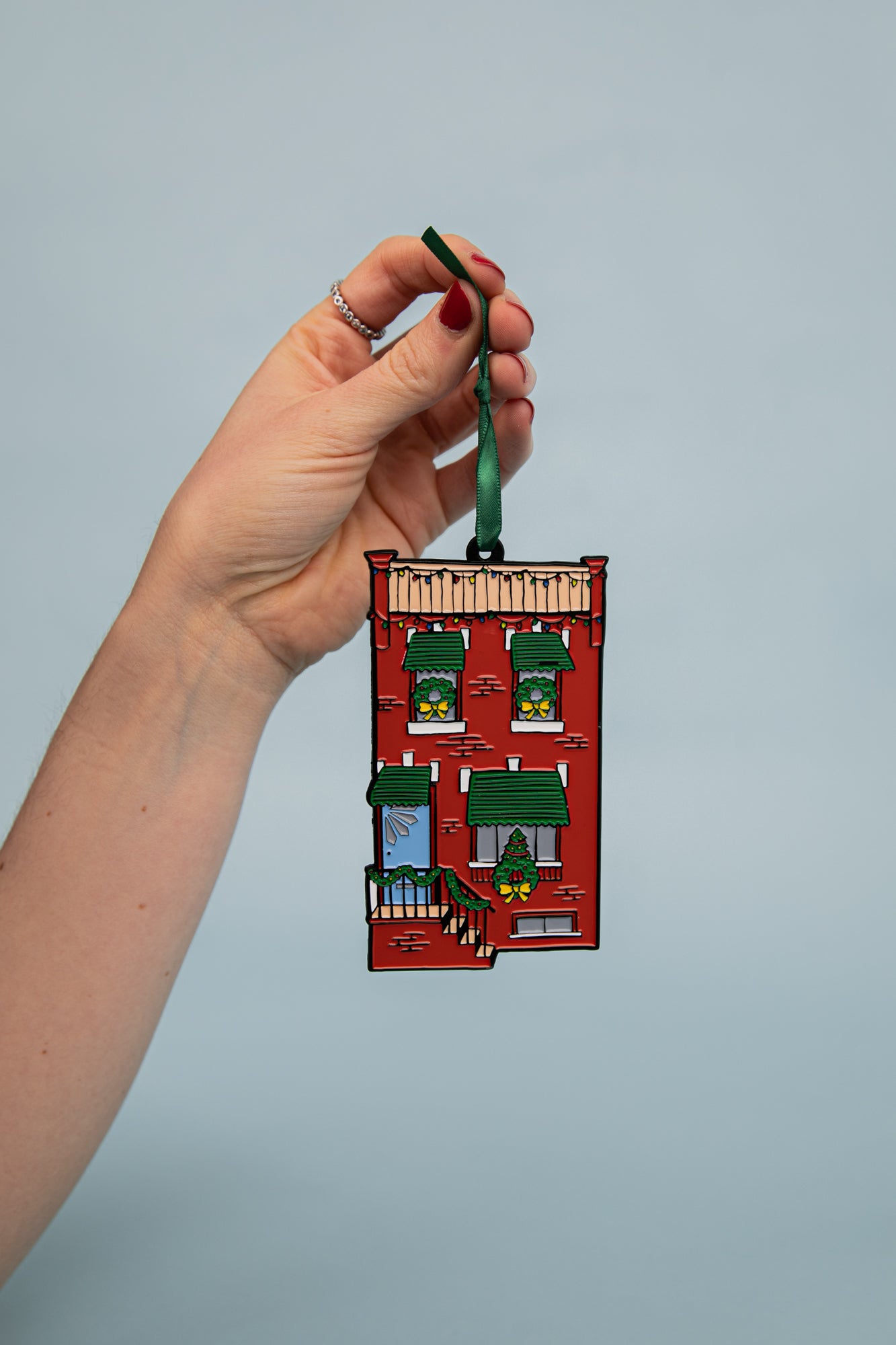 Holiday Rowhome Enamel Ornament