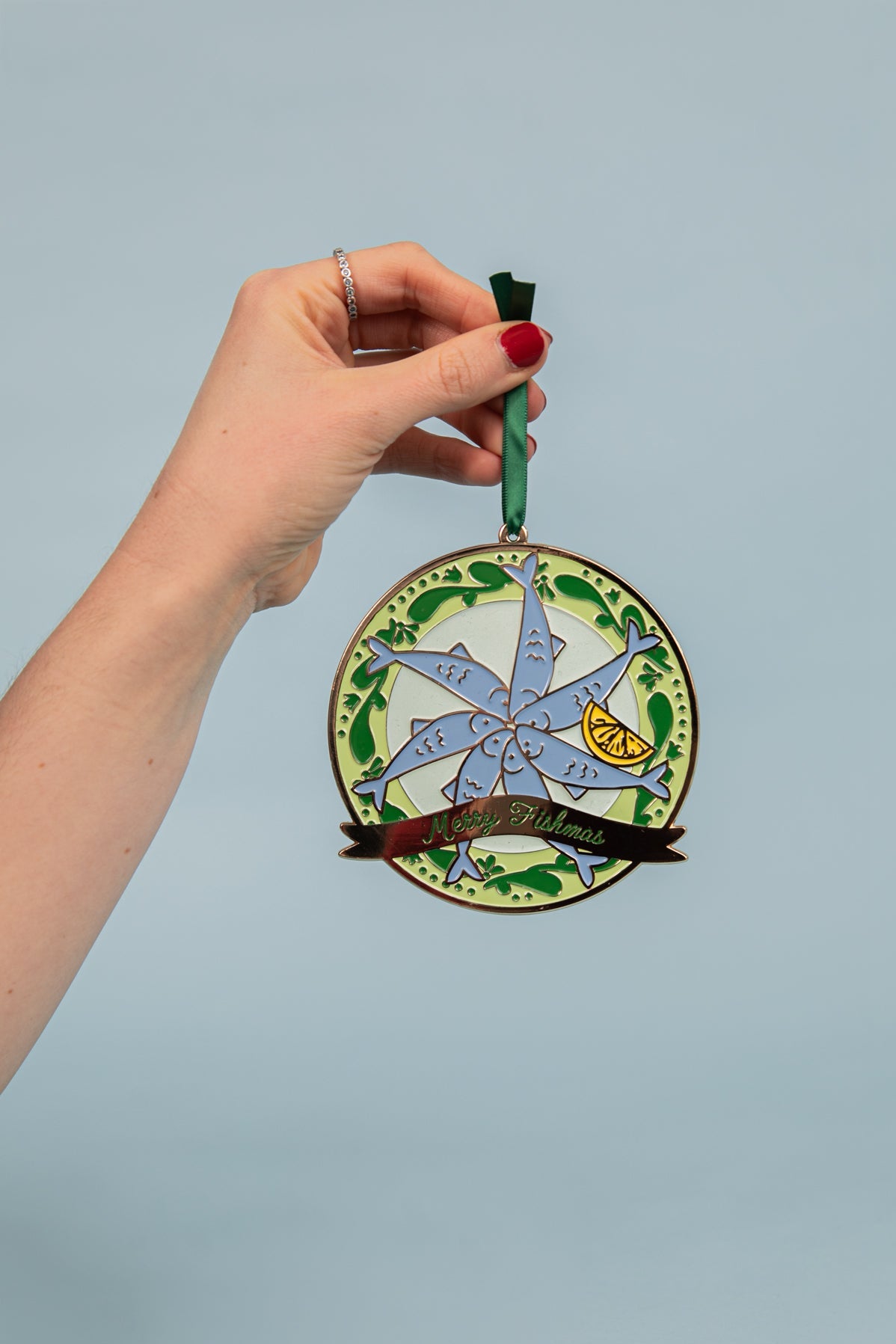 The Feast of the Seven Fishes Enamel Ornament