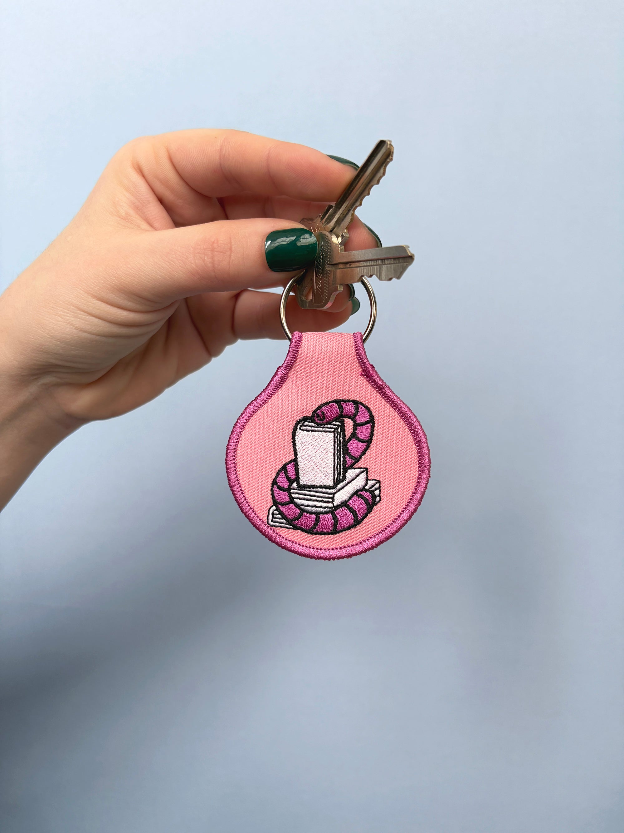 Bookworm Embroidered Keychain - Occasionette