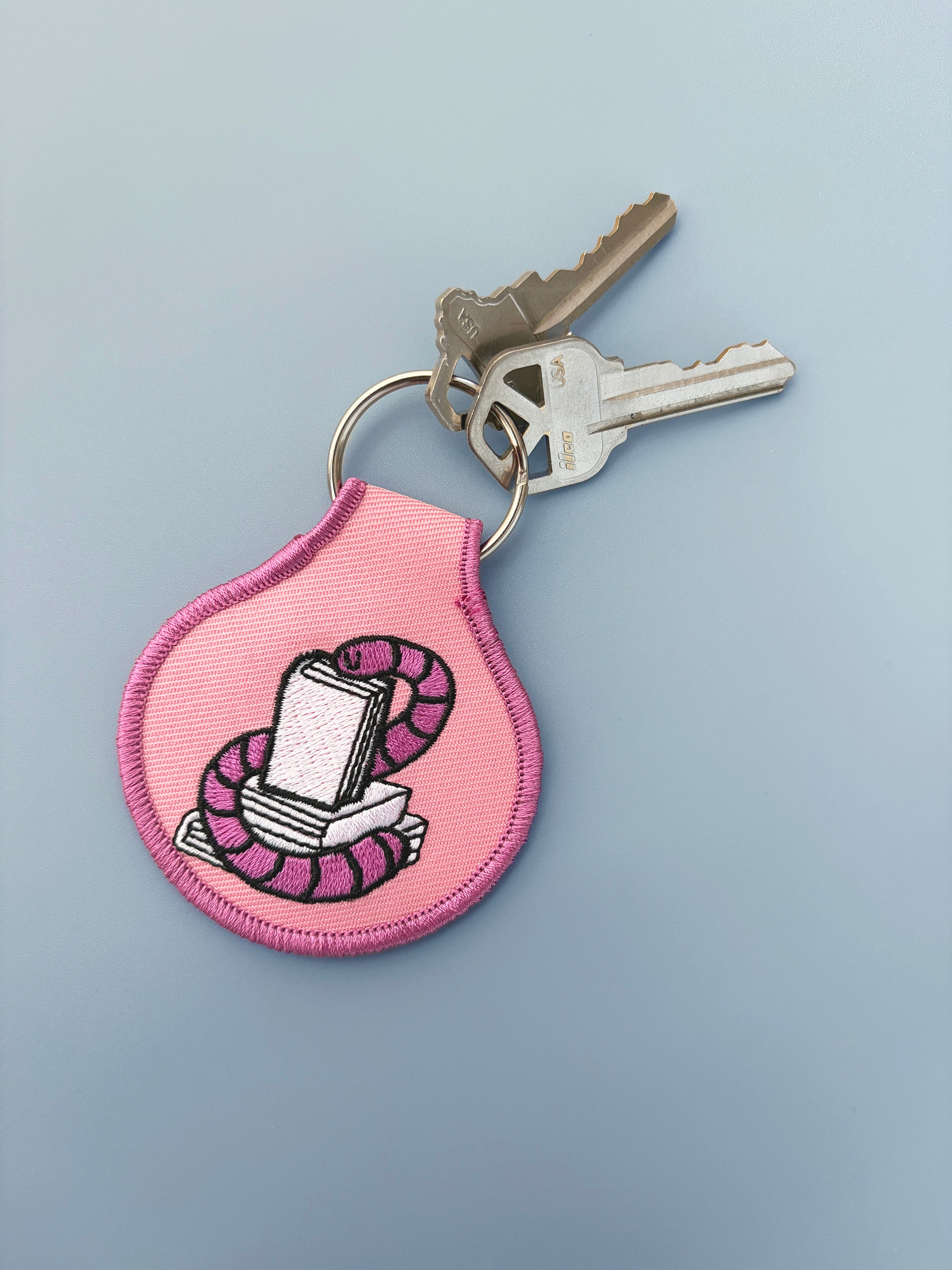 Bookworm Embroidered Keychain - Occasionette