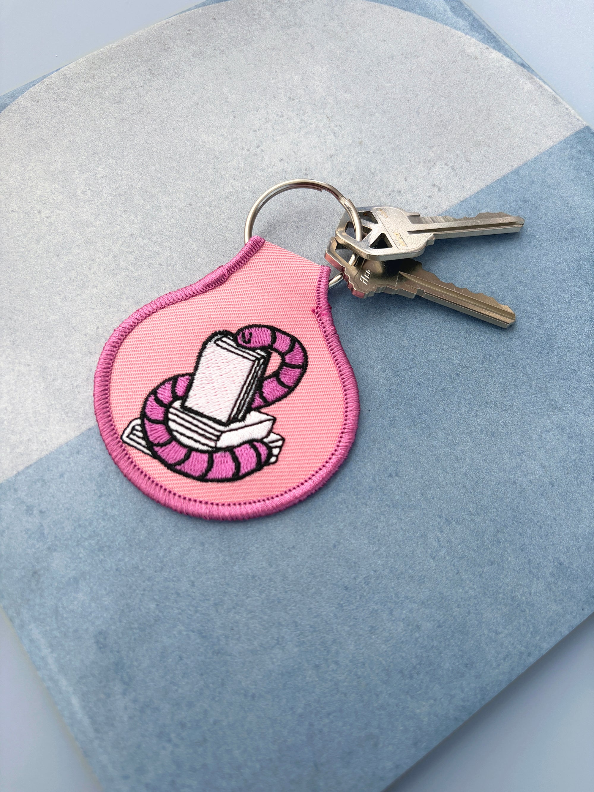 Bookworm Embroidered Keychain - Occasionette