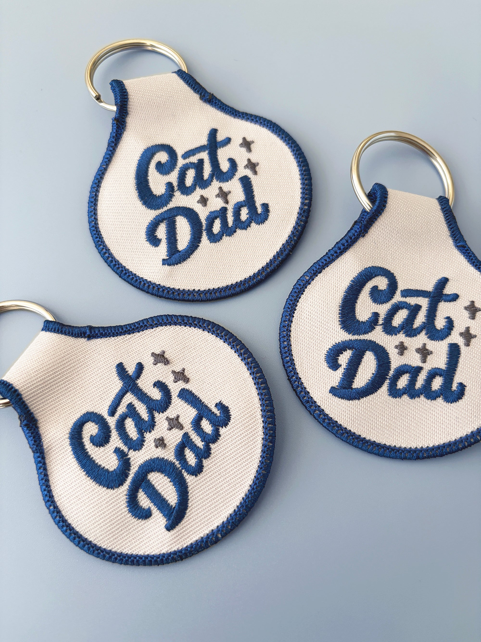 Cat Dad Embroidered Keychain - Occasionette