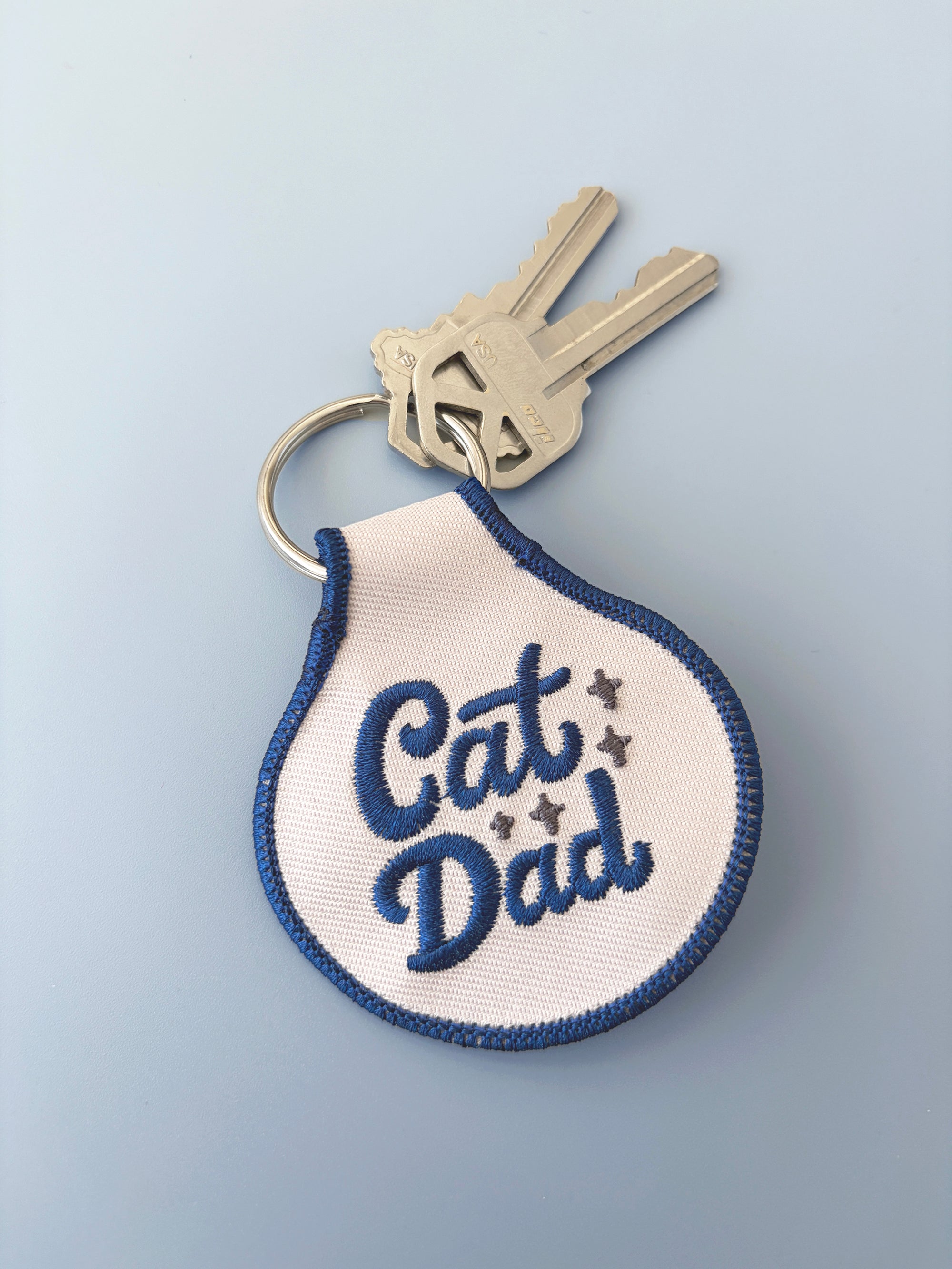Cat Dad Embroidered Keychain - Occasionette