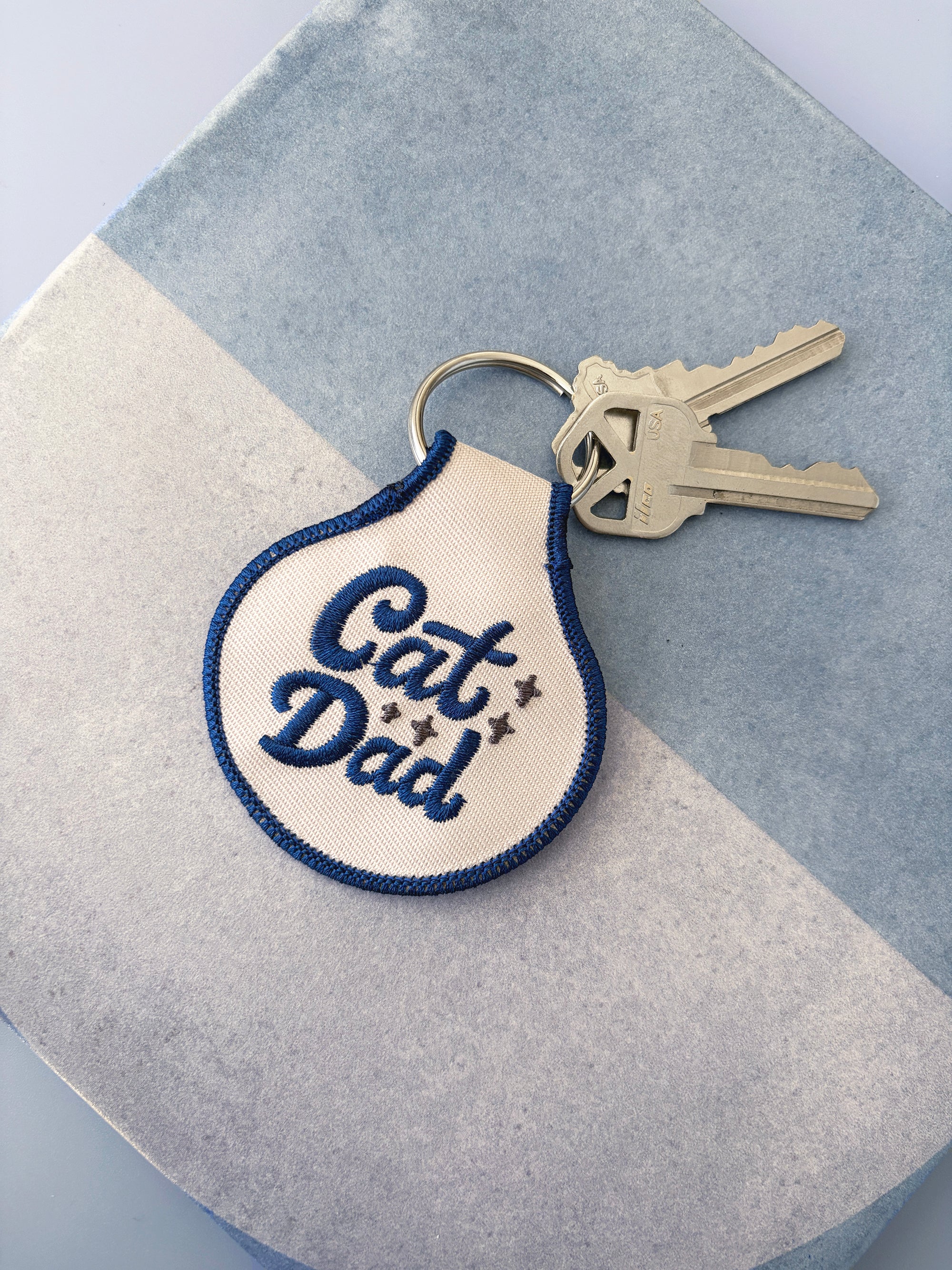 Cat Dad Embroidered Keychain - Occasionette