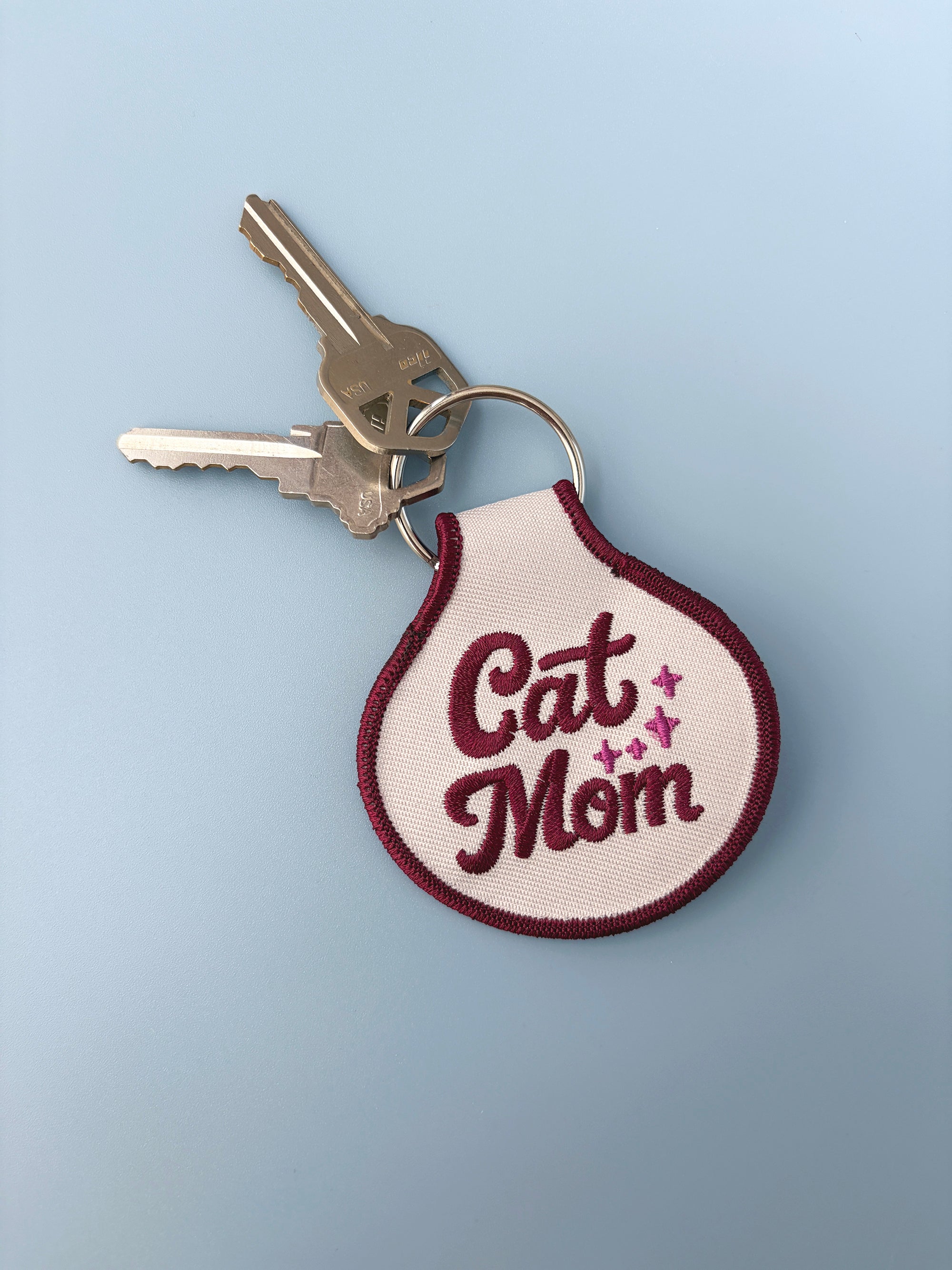 Cat Mom Embroidered Keychain - Occasionette