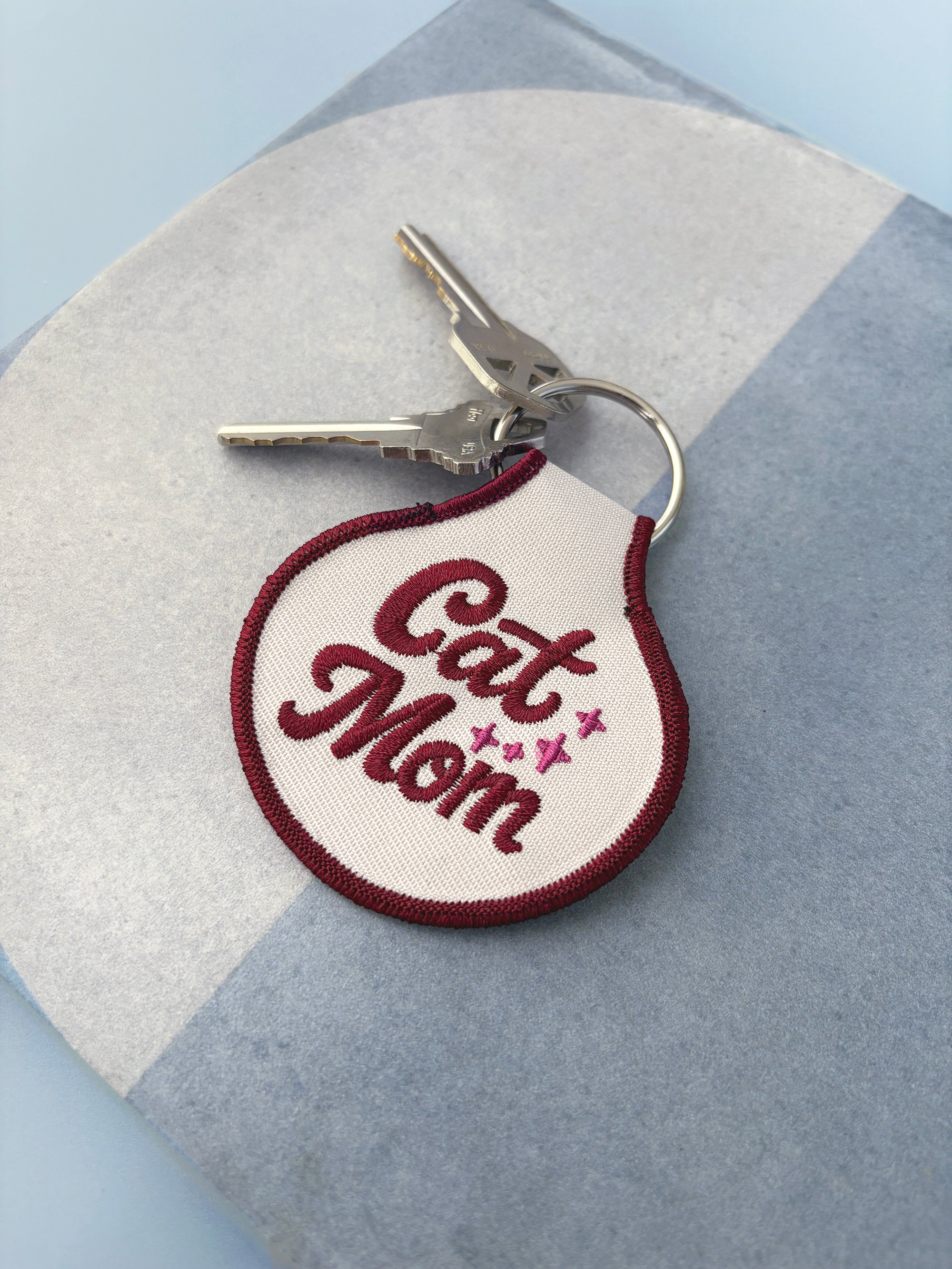 Cat Mom Embroidered Keychain - Occasionette