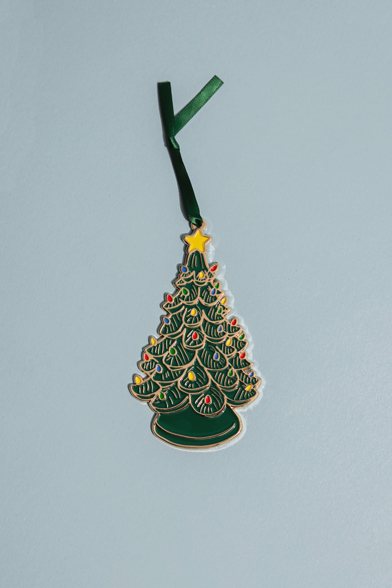 Vintage Ceramic Christmas Tree Enamel Ornament