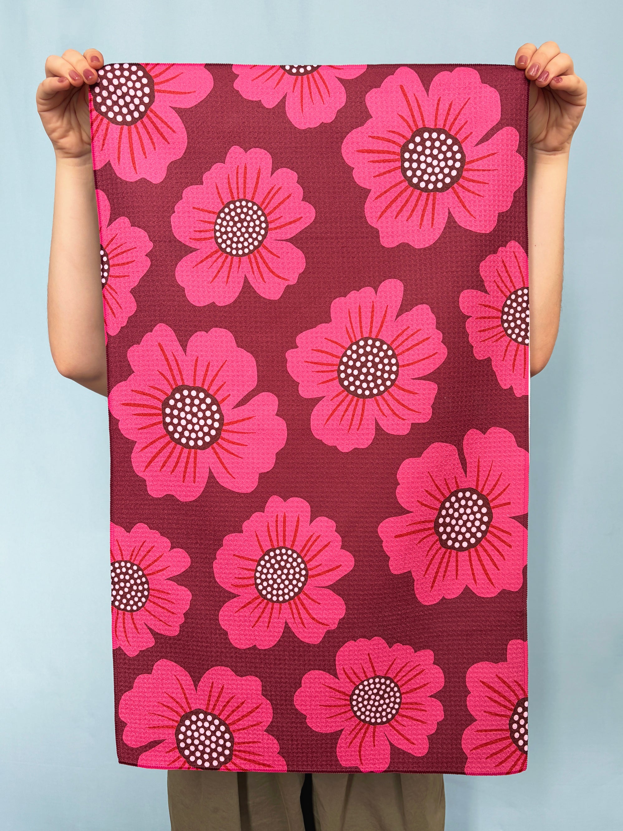 Maroon Giant Flowers Kitchen Towel - Occasionette