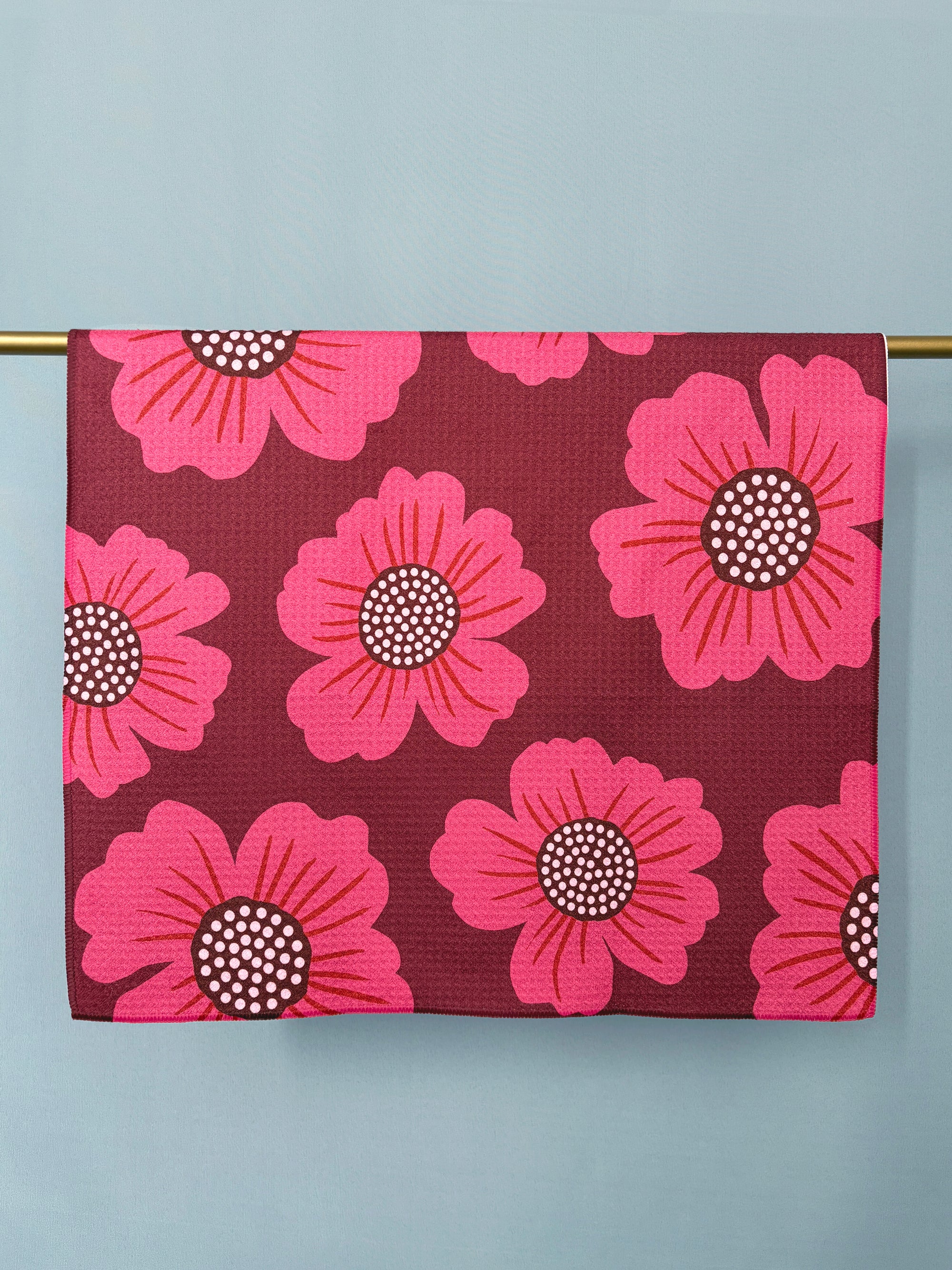 Maroon Giant Flowers Kitchen Towel - Occasionette