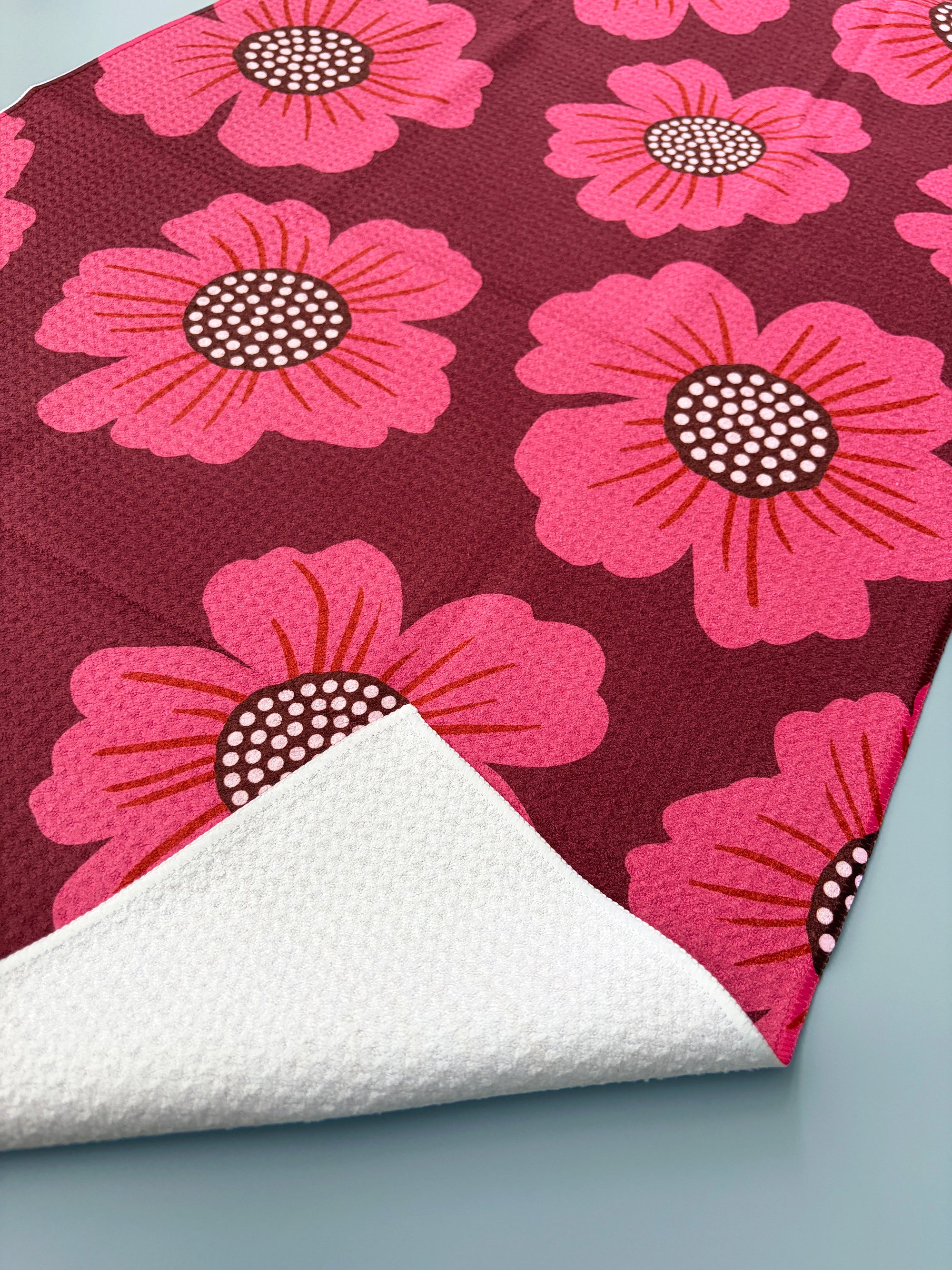 Maroon Giant Flowers Kitchen Towel - Occasionette