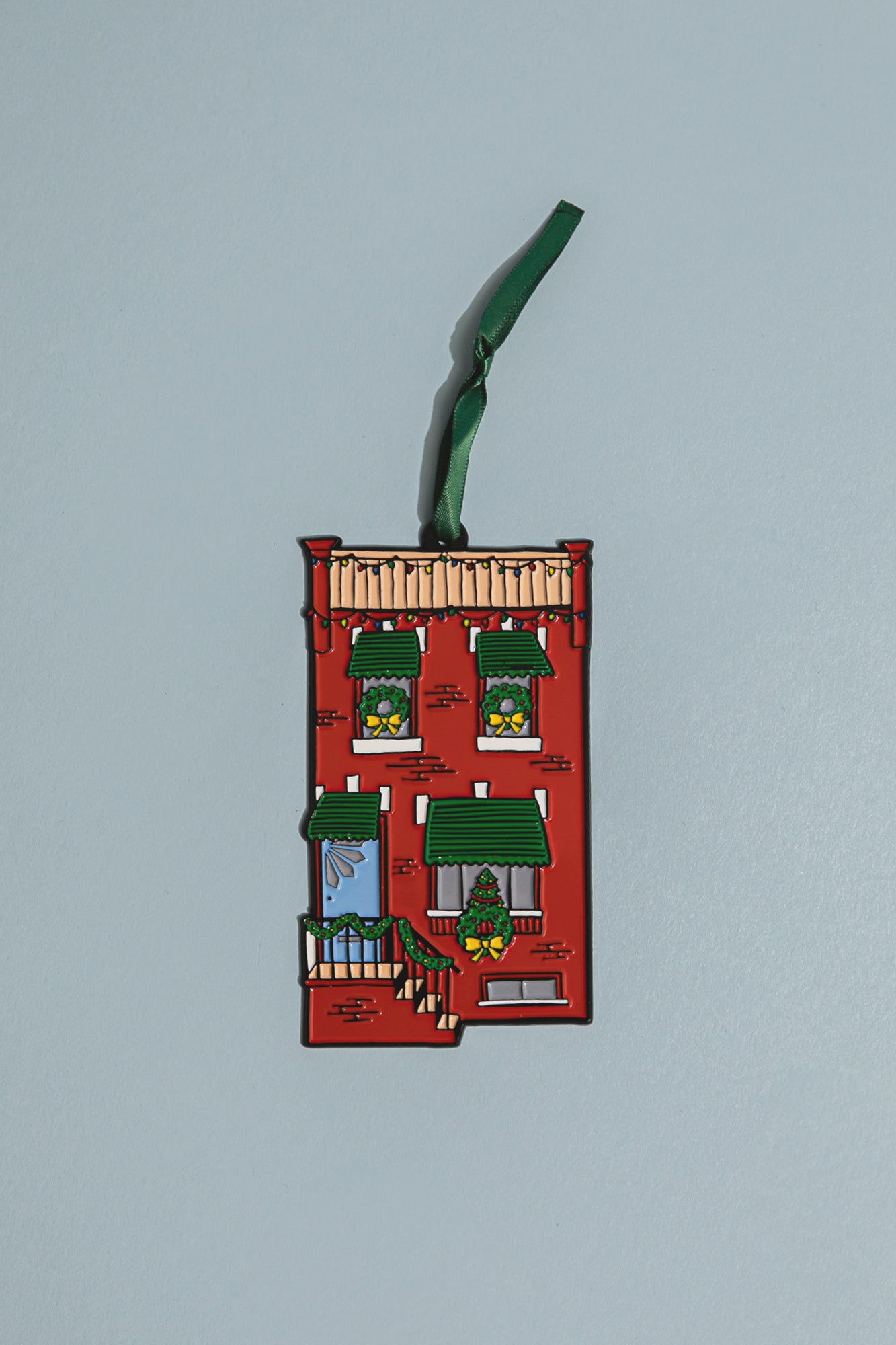 Holiday Rowhome Enamel Ornament
