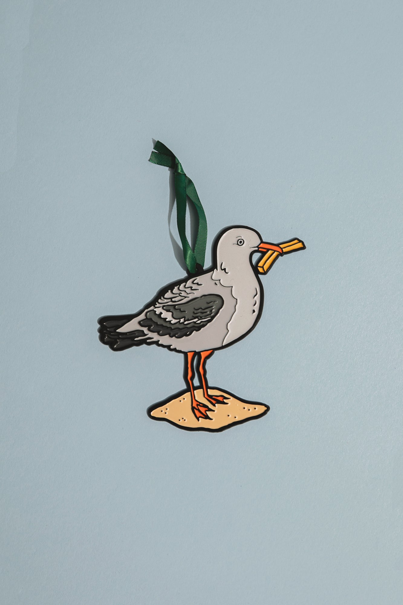 Seagull with French Fry Enamel Ornament